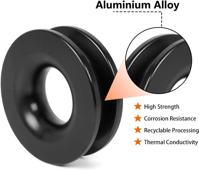 BARTOO Winch Snatch Recovery Ring 66,000 lbs, Snatch Towing Ring for Soft Shackle & Synthetic Rope, Winch Snatch for ATV UTV SUV Off-Road Vehicle, Black - Image 3